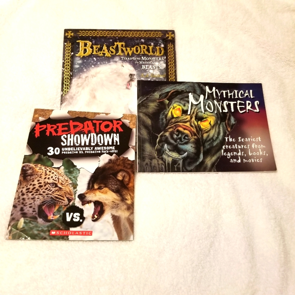 Three Scholastic Books about Mythical Monsters, Beasts and Predators Ages 7 & Up